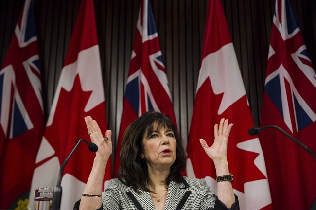 Ontario Auditor general Bonnie Lysyk answers questions about her 2016 annual report at Queen's Park in Toronto on Wednesday, November 30, 2016. THE CANADIAN PRESS/Christopher Katsarov.