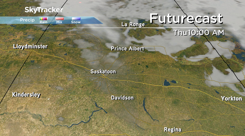 Clouds associated with a warm front swing through early tomorrow before clear skies and sunshine take over.