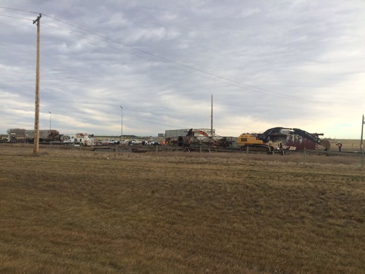 A train derailment in southern Alberta Nov. 9, 2016.