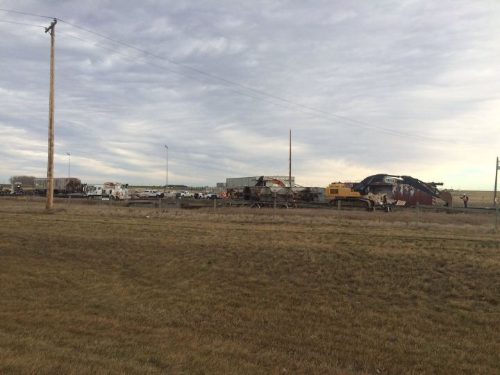 A train derailment in southern Alberta Nov. 9, 2016.