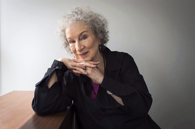 Author Margaret Atwood sits for a portait while promoting her new books 'Angel Catbird' and 'Hag-Seed' in Toronto on Thursday, July 28, 2016. 
