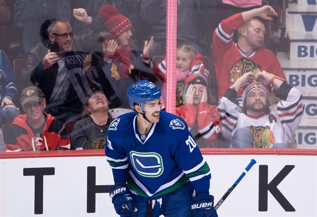 File photo. The Canucks beat the Chicago Blackhawks 5-2 on Thursday night.