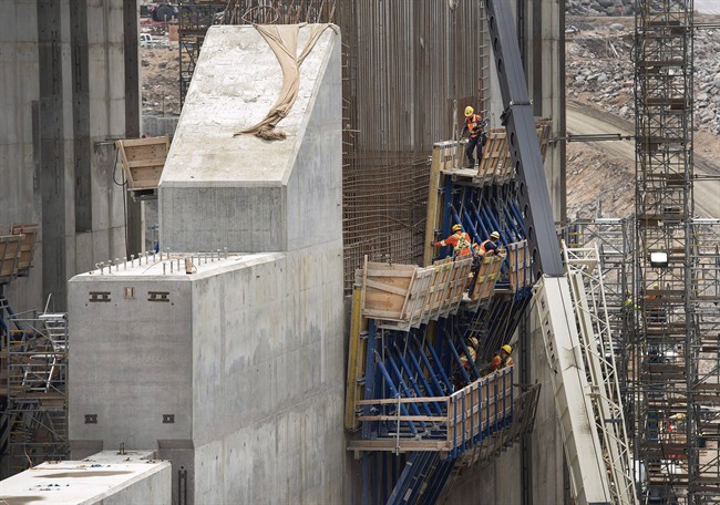 The construction site of the hydroelectric facility at Muskrat Falls, Newfoundland and Labrador is seen on Tuesday, July 14, 2015. 