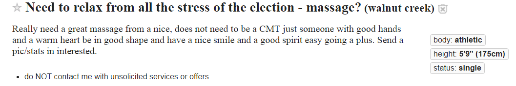 Craigslist explodes with Election Day intimacy requests - image