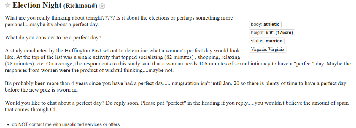 Craigslist explodes with Election Day intimacy requests - image