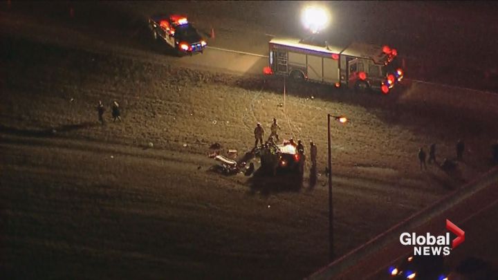 Crews on scene at a serious crash along Deerfoot Trail Tuesday afternoon.