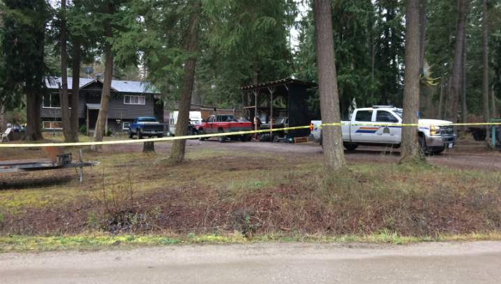 An Enderby home is behind police tape. 