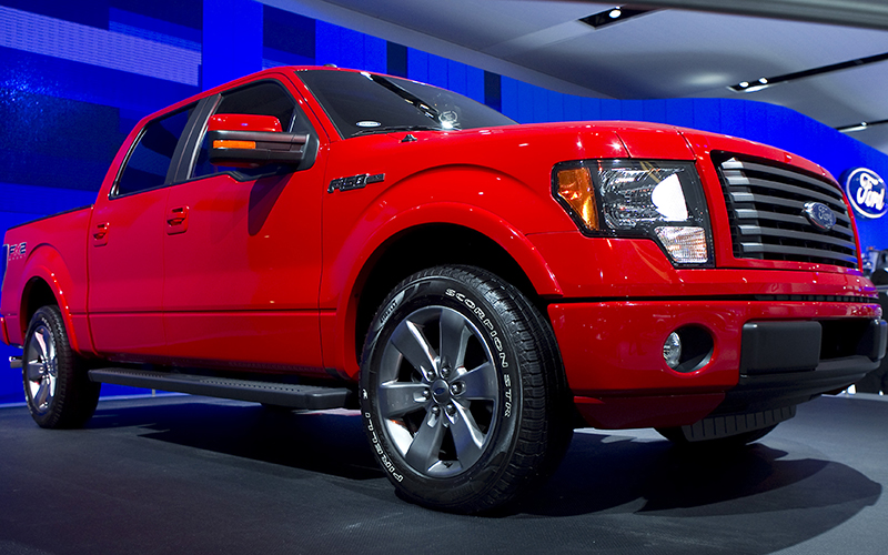 A Ford Motor Co. F-150 pick-up truck sits on display on Tuesday, Jan. 11, 2011. 