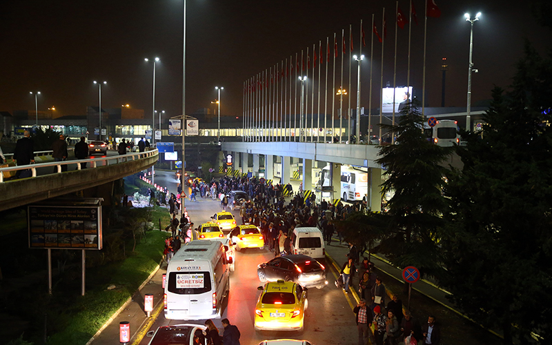 General view of the Ataturk International Airport after Turkish police officers detained 2 suspects who refused an order to stop at Ataturk International Airport in Istanbul, Turkey on early Sunday November 6, 2016. 