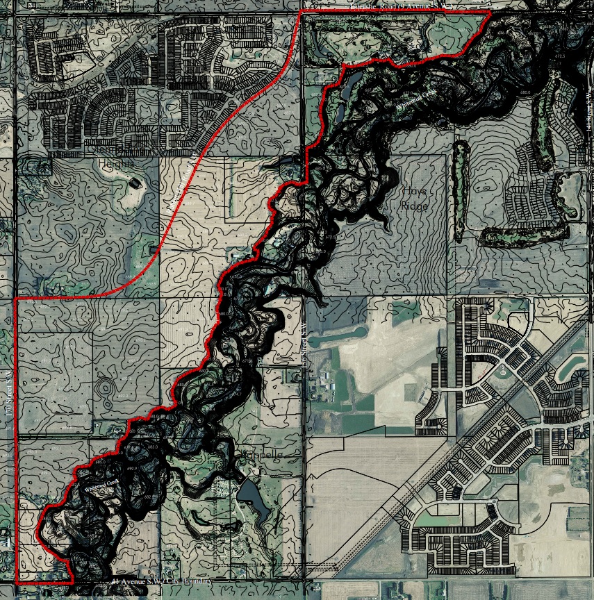 A map showing the Glenridding Ravine neighbourhood adjacent to the Whitemud Creek Ravine.