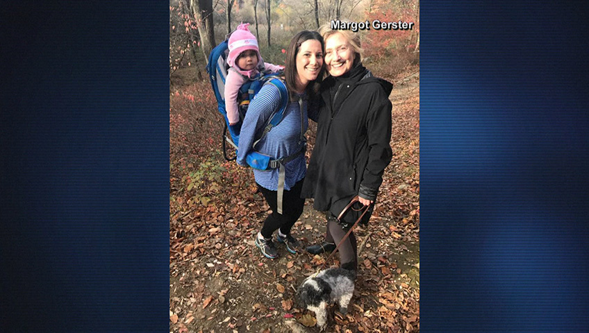 Margot Gerster says she ran into Hillary Clinton while out hiking in New York on Nov. 10, 2016, one day after Clinton conceded the presidential race to Donald Trump. 