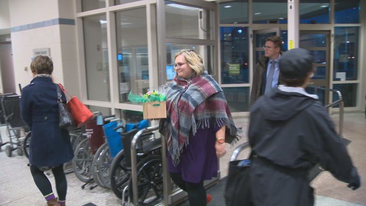Health Minister Sarah Hoffman arrives at the Glenrose Rehabilitation Hospital in Edmonton on Nov. 2, 2016.