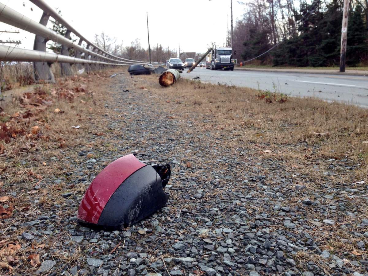 Traffic was congested for part of Monday afternoon after an SUV struck a power pole on the Bedford highway.