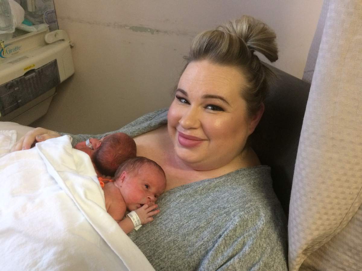 A mom and her babies in the neonatal intensive care unit at the Misericordia Hospital. The Edmonton hospital celebrated the opening of its new NICU on Tuesday. November 22, 2016.