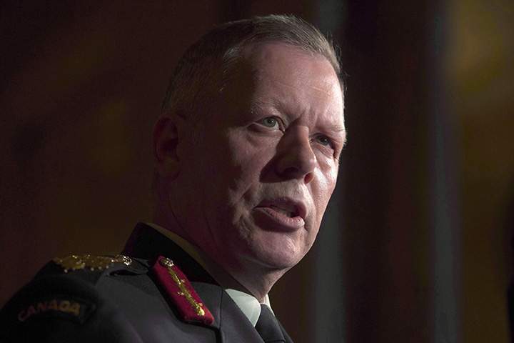 Chief of Defence Staff Jonathan Vance speaks with the media in Ottawa, Tuesday May 24, 2016. 