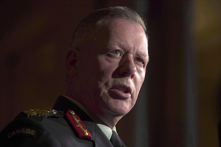 Chief of Defence Staff Jonathan Vance speaks with the media in Ottawa, Tuesday May 24, 2016. 