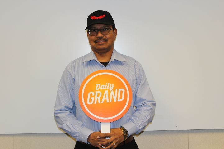 Suryanarayana Bora won Daily Grand's $1,000-a-day for life jackpot on Nov. 10.