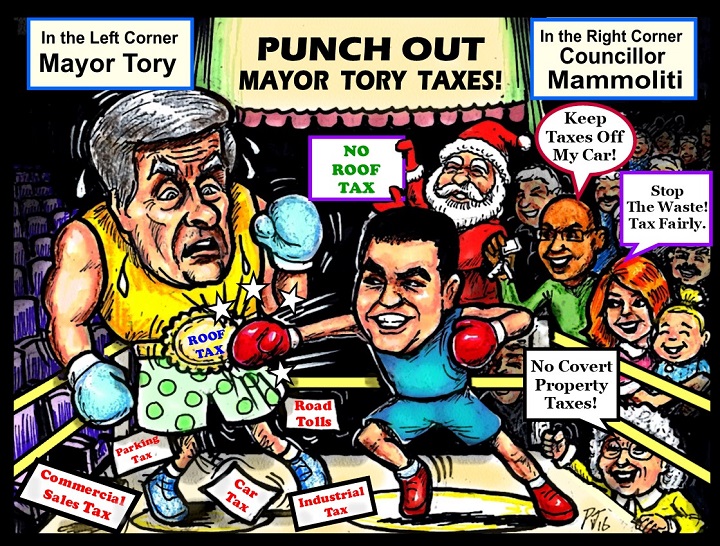 Toronto councillor Giorgio Mammoliti releases a caricature of Mayor John Tory.