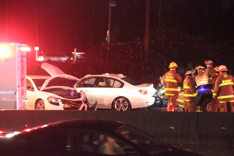 As many as five vehicles were involved in the crash.