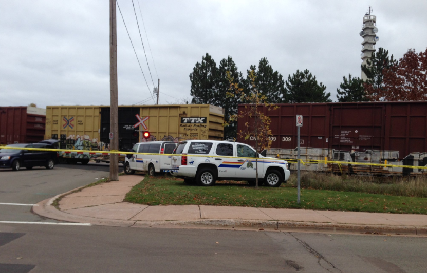 RCMP on the scene of a fatal train collision in Moncton on Tuesday, Nov. 1. 