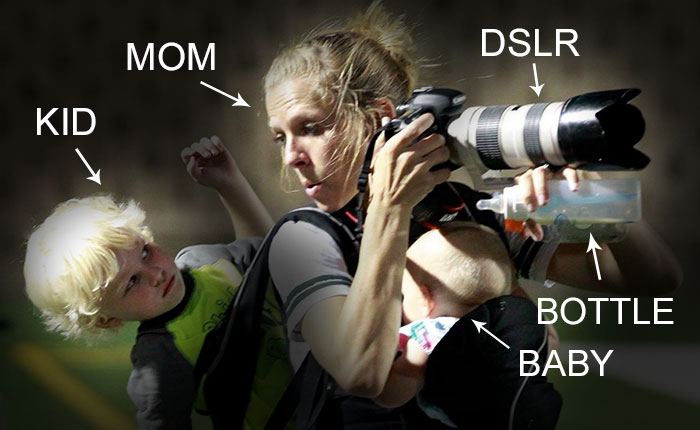 Photographer and multi-tasking mom Melissa Wardlow on a "normal day.".