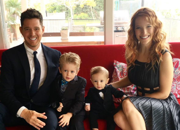 Michael Bublé, his wife Luisana, and his sons Noah and Elias.