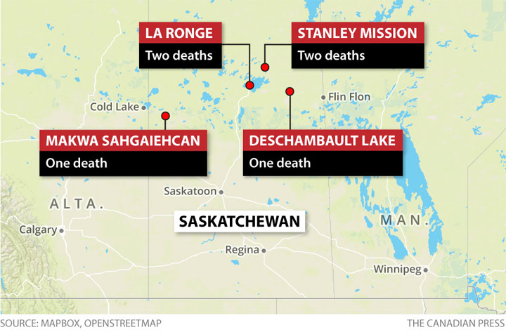Communities in northern Saskatchewan where six girls have committed suicide in recent weeks.