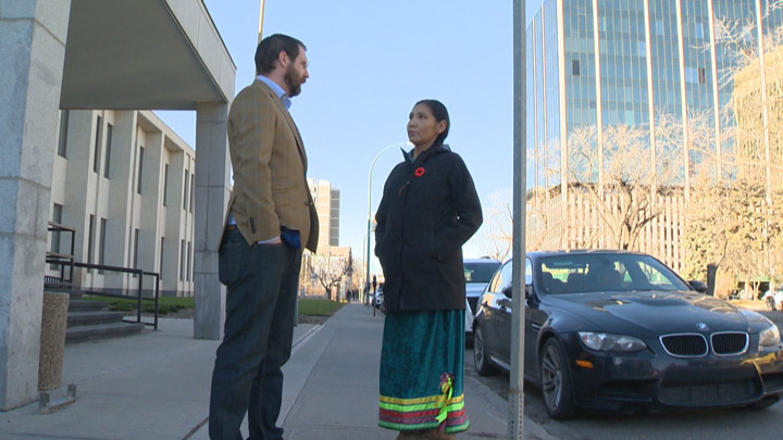 Charmaine Stick (right), an Onion Lake Cree Nation member, is suing the band for the right to know the salaries of the chief and council members, and to see basic financial statements.