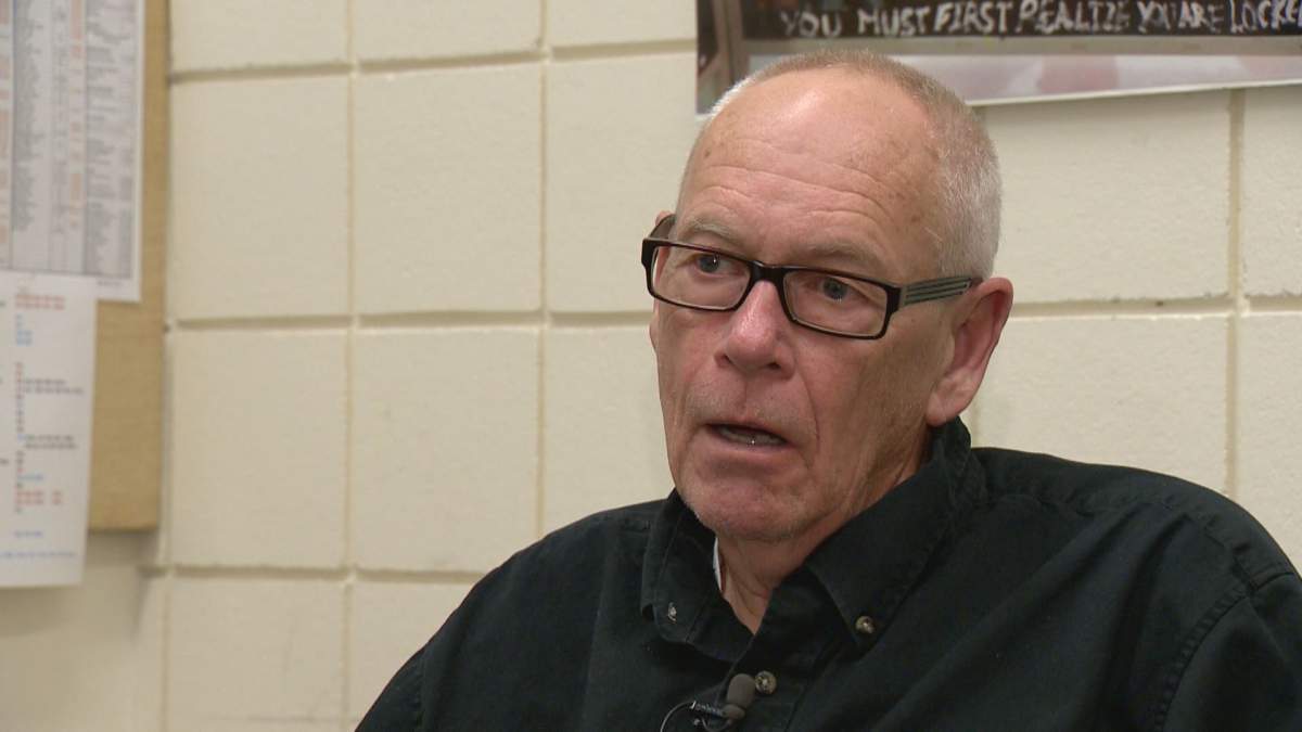 Drug counsellor Rand Teed speaks with Global News in his office at Riffel High School.