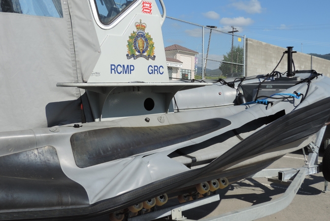 RCMP patrol boat vandalized .