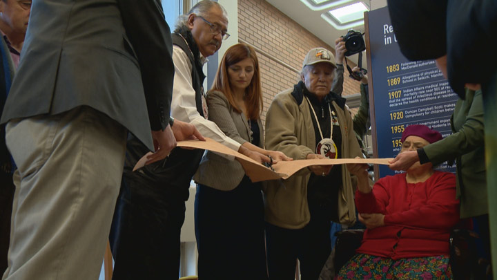 The Read for Reconciliation reading room, featuring books donated by Eugene Arcand, opens at Saskatoon’s France Morrison Central Library.