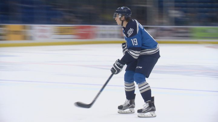 Forward Ryan Graham playing one of his 248 regular season games as a member of the Saskatoon Blades, who traded him to the Swift Current Broncos on November 20.