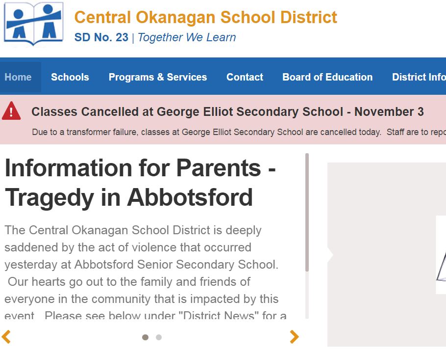 Classes cancelled at George Elliot in Kelowna - image