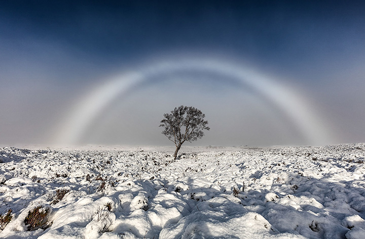 Melvin Nicholson captured a stunning photo of a rare fogbow on Rannoch Moor on November 20, 2016. 
