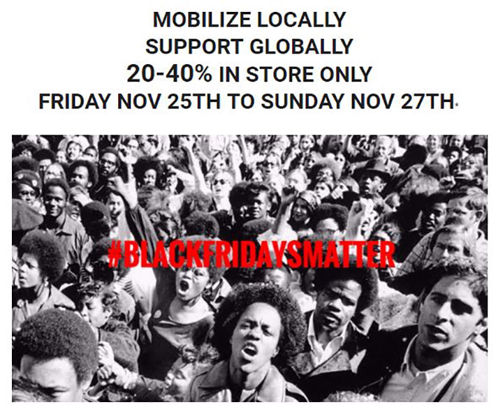 A partial screenshot of an email promotion featuring the hashtag #BLACKFRIDAYSMATTER by The Serpentine, a Toronto boutique clothing store.