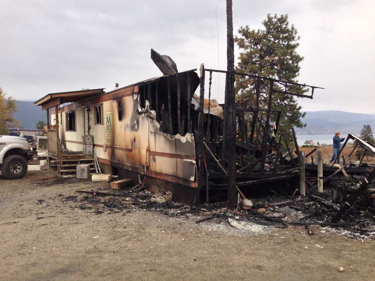 Officials said the south side of this modular home was fully engulfed by the time fire fighters got to the scene.