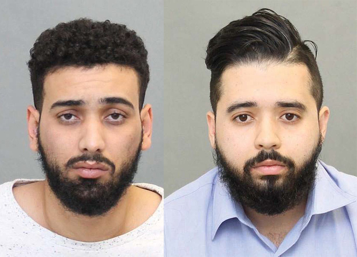 Siffedine Bilachi, left, and Nacim Hamouni, right, are charged with human trafficking offences by Toronto police. 