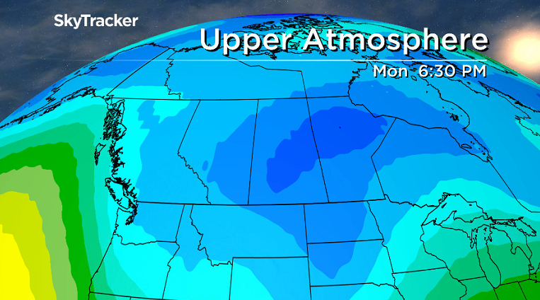 Big cool down next week as a massive upper trough drops temperatures right back into the minus teens.