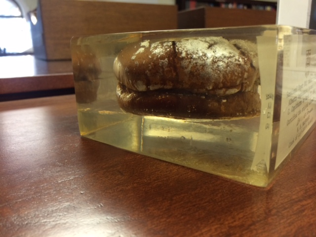 A burger from 1969 is archived at the Alberta Legislature Library.