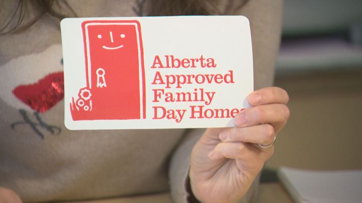 All approved family dayhomes should display this red sticker where parents can easily see it.