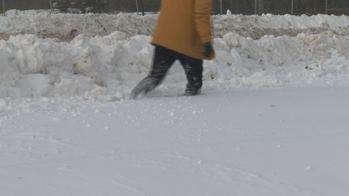 Deep snow is seen along a Winnipeg sidewalk in this file photo.