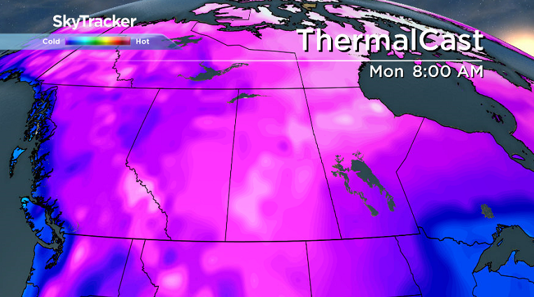Cooler arctic air moves in for Boxing Day on Monday.