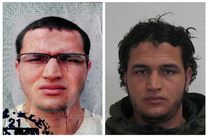 Anis Amri, suspect in the Berlin Christmas market attack, in a combination image released by German police.