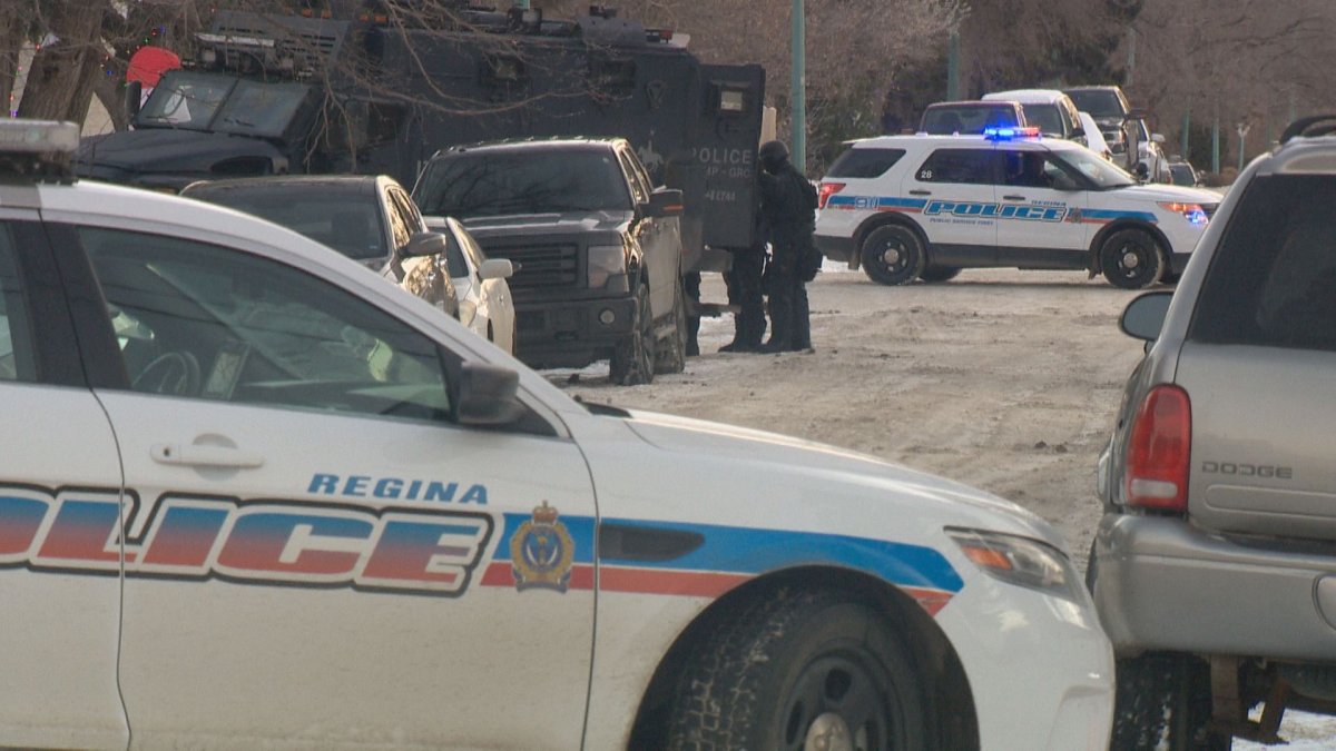 Regina Police and SWAT surround a home on Broder Street on December 29, 2016.