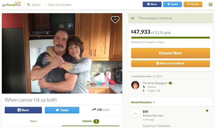 A Calgary couple is overwhelmed by the support of friends, acquaintances and strangers contributing through a GoFundMe account.