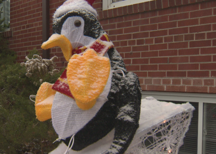 The penguin display picked out by Gaudet’s daughter was fixed by neighbours