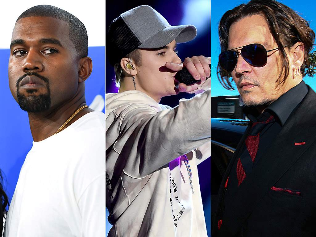 Kanye West, Justin Bieber, Johnny Depp