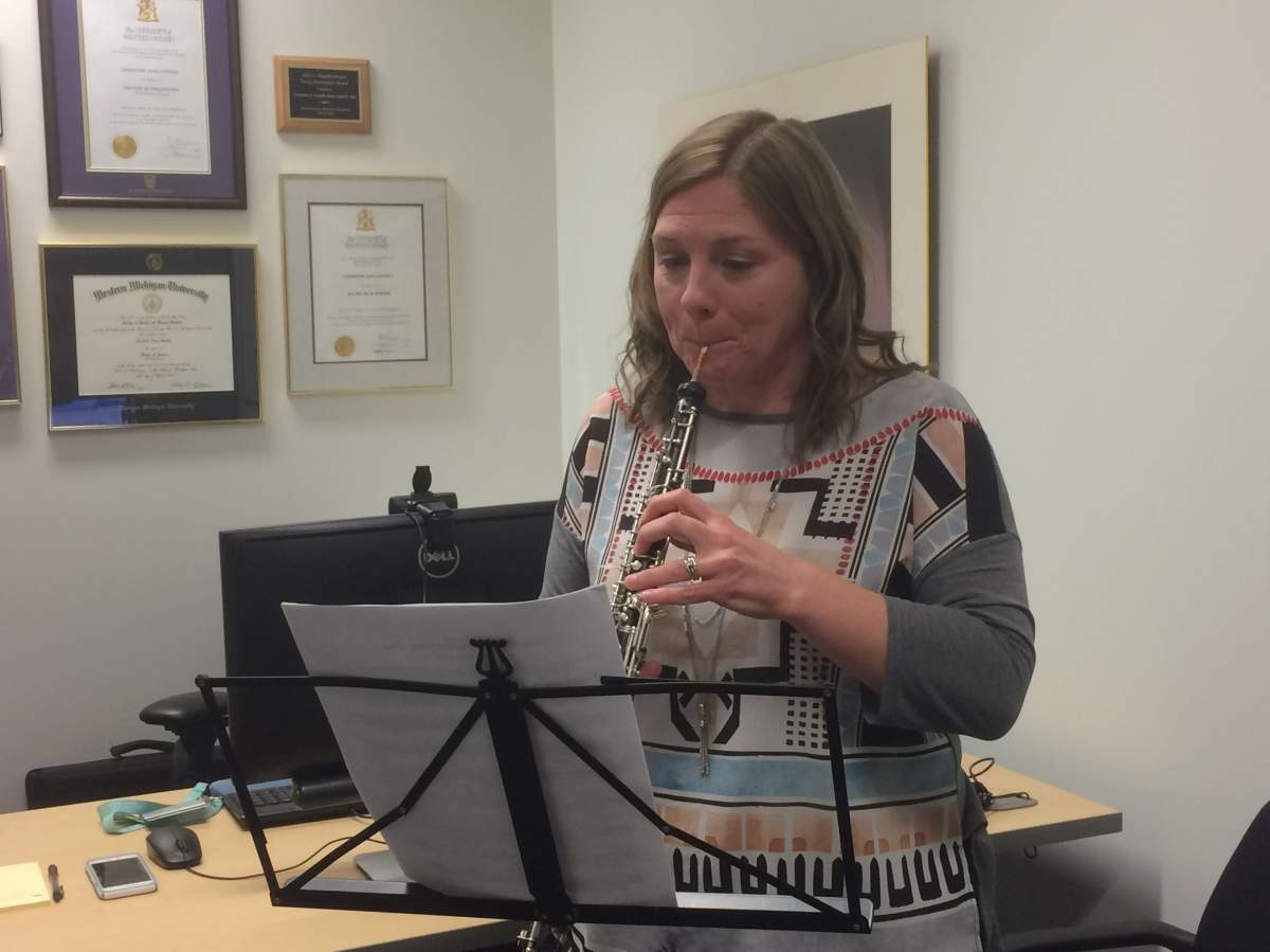 A classically-trained oboist, Christine Guptill, says musicians can suffer serious injuries.