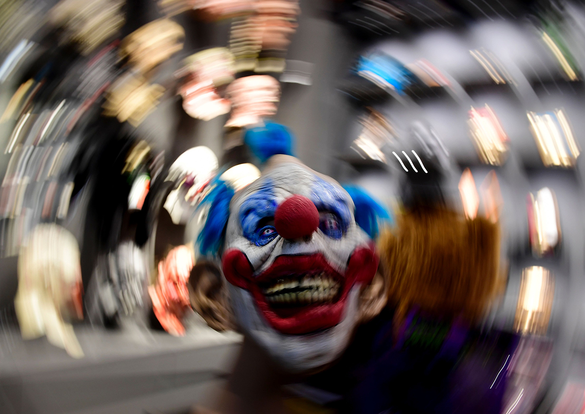 A mask on sale at the "maskworld" costume store in Berlin is pictured on October 26, 2016.  