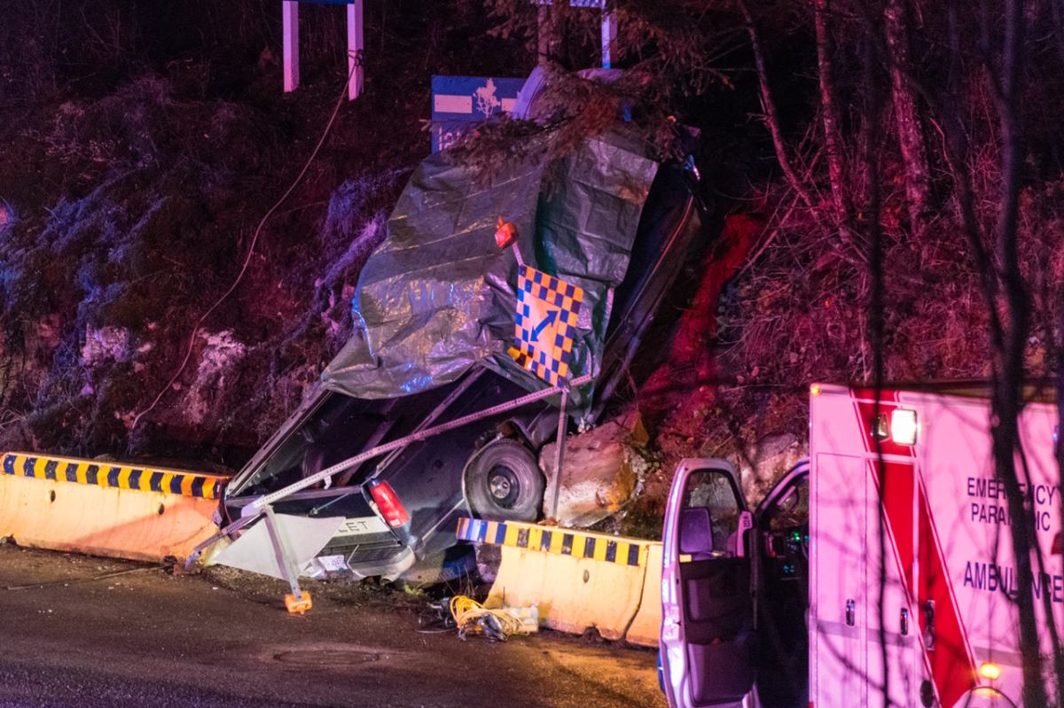 The scene of a crash in Colwood Sunday night.